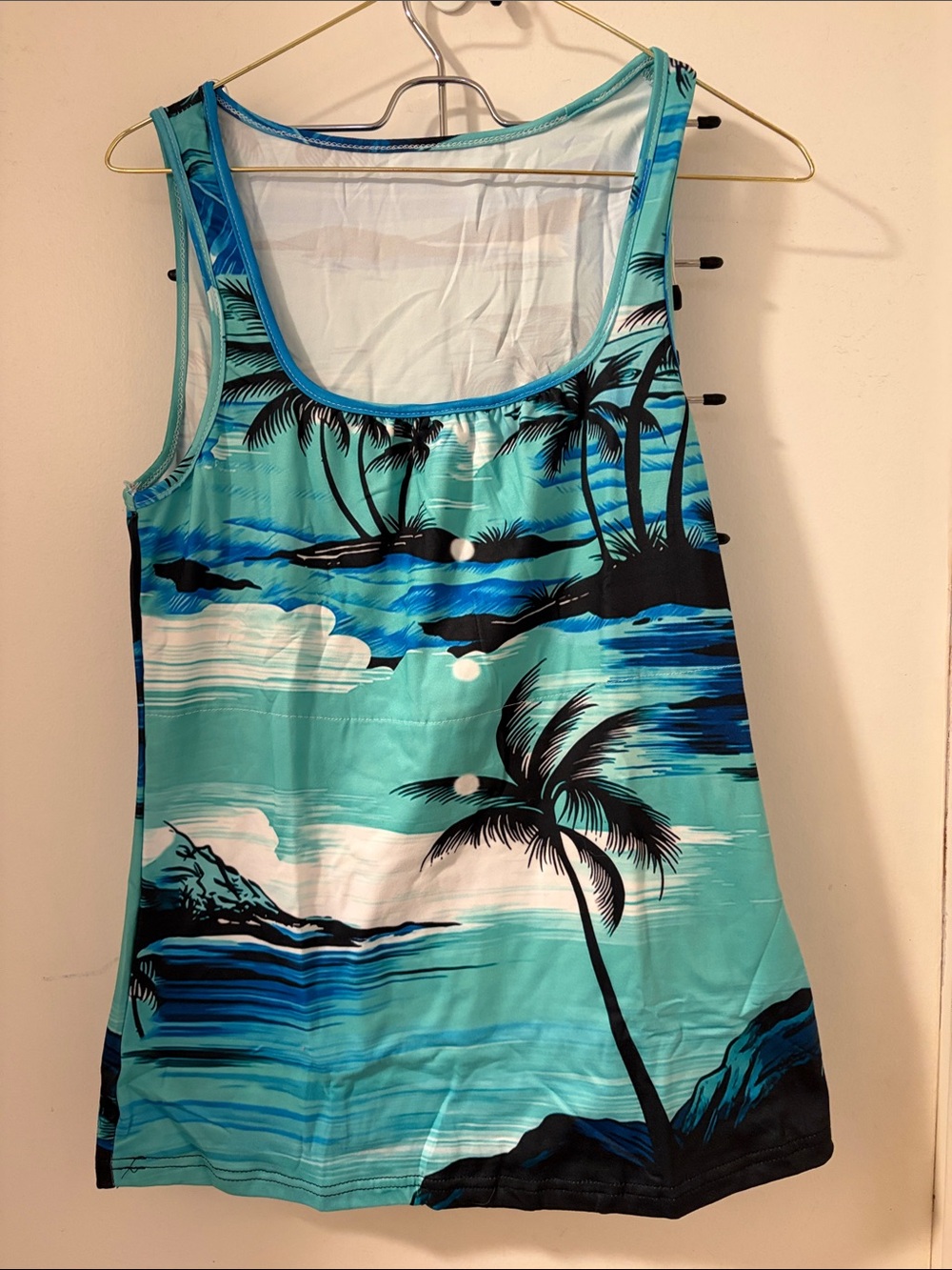 Women’s Tropical Print Tank Top & shorts - Turquoise/Blue